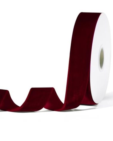 Burgundy Velvet Ribbon for Gift Wrapping, Trimming Ribbon for Christmas DIY Craft Wedding Floral Holiday Valentine's Day Decoration Choker Hair Bow Hat Wreath Making, 1" x 10 Yards