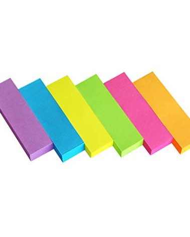 Eastern Wolf 30 Pads 0.5x1.8 Sticky Notes Flags Tabs Page Markers 6 Bright Color Sticky Index Tabs Page Flags 80 Sheet/Pad