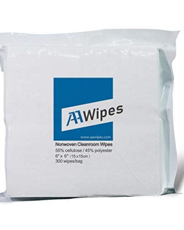 AAwipes Cleanroom Wipes 6" x 6" (Bag of 300 Pcs, Grade A, 68 GSM) Lint Free Wipes Cellulose/Polyester Wipers for Lab, Electronics, Pharmaceutics, Electronics, Printing, Semiconductor etc. (NW06806)
