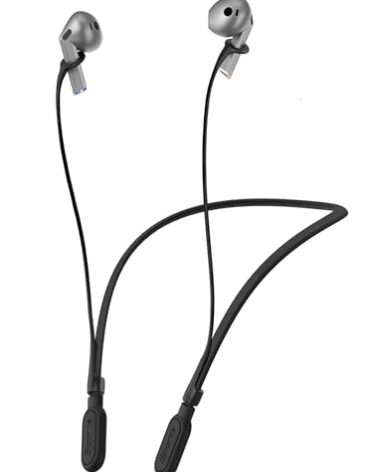 HALLJOY for Galaxy Buds 3 & Galaxy Buds 3 Pro Strap Neckband, Anti-Lost Accessories, Support Volume Control, Ergonomic Design, Fit Airpods Pro 3/2/1, Airpods 4, 3, 2, 1, Black Band/Black Tip