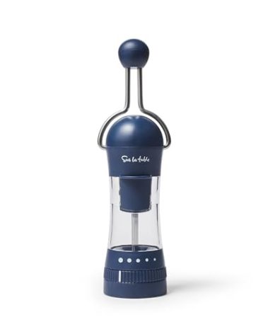 Sur La Table Spice Ratchet Mill Grinder with 5 Adjustable Coarse settings, Navy