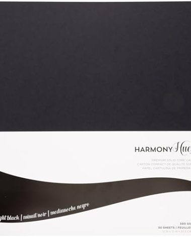 Cardstock 12 x 12 Paper Pack - 110 lb Card Stock for Crafts, Cardmaking, Scrapbooks - 50 Heavyweight Double Sided Sheets - Solid Core, 300 GSM, Midnight Black