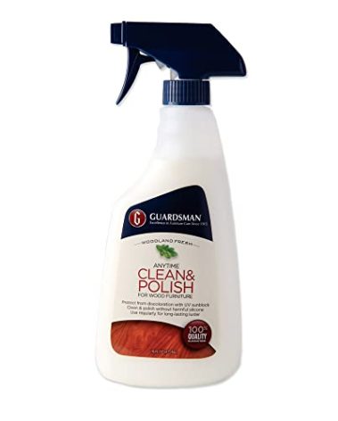 Guardsman Anytime Clean & Polish Wood Cleaner & Furniture Polish for Cabinets, Tables, and Other Wood Surfaces, Spray Bottle, Woodland Fresh, 16 Fluid Ounces