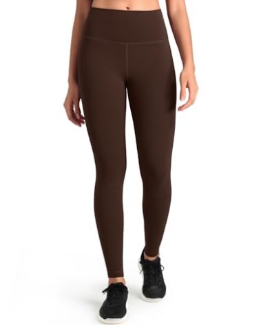 HeyNuts Workout Pro Full Length Yoga Leggings for Tall Women, Tummy Control Compression Athletic Yoga Pants 28'' Espresso L(12)