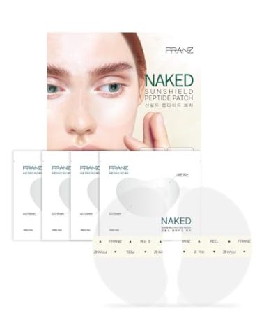 FRANZ UV Protection Peptide Sun Patches, Ultra-Thin Sunshield for Face, 4 Pairs (Regular Size), Anti-Aging & Skin Rejuvenation, Perfect for Outdoor Sports – Golf, Hiking, Driving, Korean Skincare