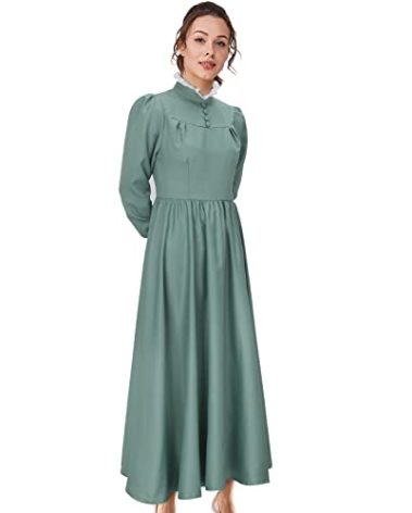 Sophie Hatter Halloween Costume A Line Dress Adult Women Girls Green Long Sleeve Maid Princess Cosplay Outfit (Green, Medium)
