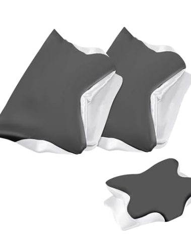 2 Pcs Satin Cervical Pillow Case,Pillowcase for Cervical Pillow,Ergonomic Pillow Case,Cover ONLY (Dark Gray/White)