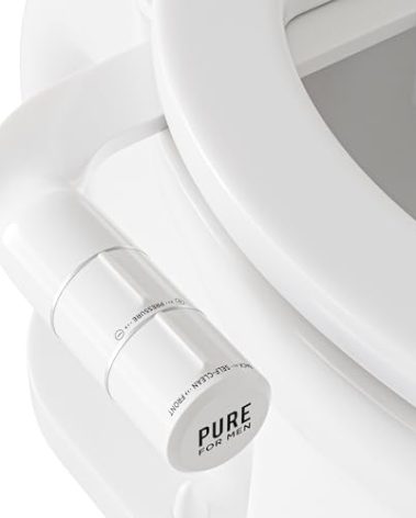 Pure for Men Bidet Toilet Seat Attachment for Home | Dual Self-Cleaning Nozzle (Frontal & Rear Back), Non-Electric Sprayer, Adjustable Water Pressure & Easy to Use | Sleek & Minimalist Design (White)