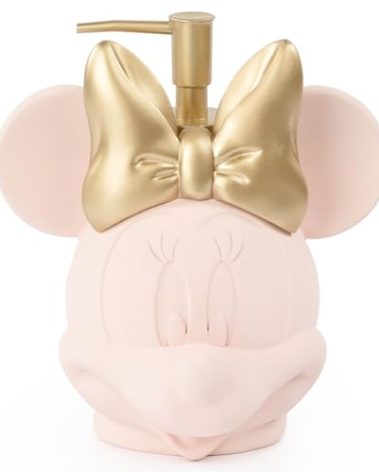 Jay Franco Disney Minnie Mouse Soap Dispenser - Pink Resin Lotion Pump - Bathroom Décor