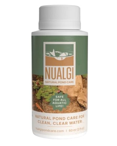 Nualgi Pond Care Natural Pond Cleaner, 60ml, Clarifier for Fish Ponds, Safe for All Aquatic Life Including Koi, Pond Water Clarifier Treats Up to 60,000 Gallons
