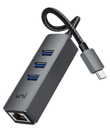 uni USB-C to Ethernet Adapter, USB C HUB Ethernet 1Gbps with USB 3.0 4IN1, [Thunderbolt 4/3 Compatible] USB C to Network Adapter for MacBook Pro/Air, iPad Pro, Surface Laptop, Chromebook, etc