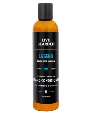 Live Bearded Beard Conditioner, 8 fl oz - Strengthens and Softens Facial Hair - Made in the USA - All-Natural Ingredients with Biotin, Caffeine | Legend Scent - Sandalwood, Vanilla