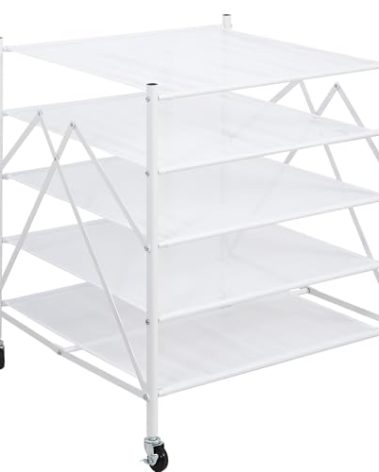 STORAGE MANIAC Sweater Drying Rack, Mesh Clothes Drying Rack, Stackable Laundry Drying Rack, Lay Flat Dryer for Delicates, Portable Dry Rack for Indoor or Outdoor, White, 5 Tier Foldable
