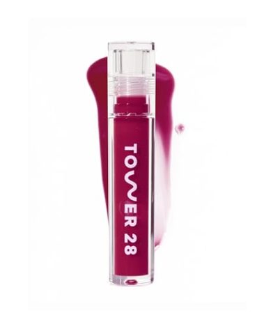 Tower 28 ShineOn Lip Jelly, WILD, Non-Sticky, Hydrating Vegan Lip Gloss in Sheer-ish Raspberry, Moisturizing Apricot and Raspberry Seed Oil, Clean, Cruelty Free