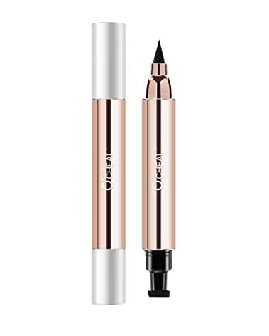 O'CHEAL 2 in 1 Professional Makeup Black Liquid Eye Liner Pencil for Women, Perfect Blend Eye Definer for Precise or Smudged Look, Premium Wing Cat Eyes Stamp Eyeliner