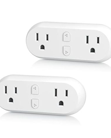 HBN Smart Plug 15A, WiFi Outlet Extender Dual Socket Plugs Works with Alexa, Google Home Assistant, Remote Control with Timer Function, No Hub Required, ETL Certified, 2.4G WiFi Only, 2-Pack