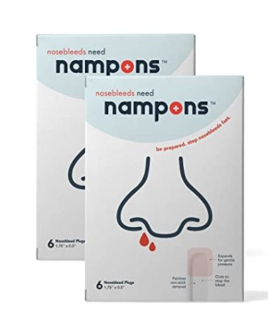 Nampons for Nosebleeds - 12 Nasal Plugs with Clotting Agent to Stop Nosebleeds Fast. Trusted by Doctors, Nurses and First Responders. Safe and Effective for Children, Adults, and Seniors