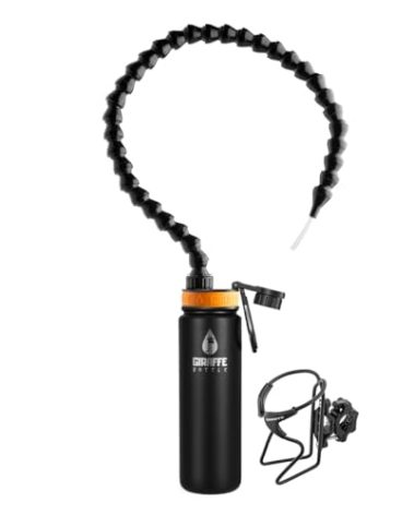 Giraffe Bottle Tower Hands Free Drinking System, Insulated Stainless Steel Bottle, with Round Tube Mounted Bottle Holder (Length 30 in / 76 cm)