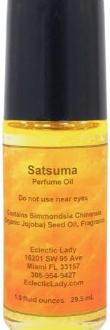 Satsuma Perfume Oil, 1.0 Oz Portable Roll-On Fragrance with Long-Lasting Scent, Delightful Essential Oils and Jojoba Oil For Daily Use