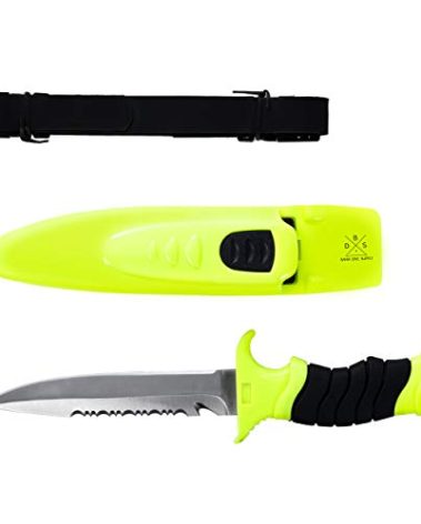 Bahia Dive Supply Stainless Steel Diving Snorkeling Safety Knife with Quick Release Adjustable Leg Straps & Locking Sheath, 5 inch Blade