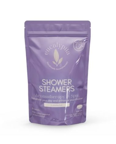 Eucalyptia - Lavanader Shower Steamers – 10 Pack Aromatherapy Tablets for Relaxation, Stress Relief, Handmade Natural Essential Oils, Spa Shower Tablets, Perfect Birthday Gifts for Women (Lavender)