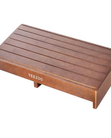 Wooden one Step Stool- Solid Pine Wood Step Riser with Non-Slip Pads, Wood Step Stool for Elderly Adults, high Bed, Bathroom, Kitchen (31.5" L*15.7" W*3.9" H, Brown, 400LBs Capacity)