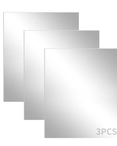 KEJJNYER 3 Pack A3 Sliver Mirrored Acrylic Sheets, 1/8 inch Mirror Acrylic Sheet for Laser Cutting, Crafts, DIY Project, Art Display, 16 x 12 Inch