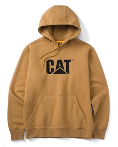 CAT Caterpillar Men's Trademark Hoodie Embroidered Logo With S3 Cord Management System, Bronze Heather, X-Large
