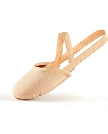 SANGEESON Half Sole Dance Shoes - Stretchy Canvas Pirouette Shoes for Ballet, Lyrical, Modern, Jazz Dance, and Contemporary, Nude, XS