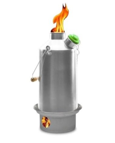 'Base Camp' Kelly Kettle® 54fl.oz | Stainless Steel | Whistles When Boiled | Kettle & Camp Stove in one | Ultra-fast | Wood Fuelled | NO Batteries/Gas | Camping, Fishing, Scouts, Picnics, Emergencies