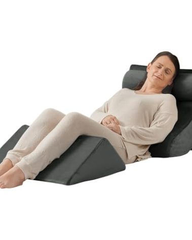 Axelrod Orthopedic Bed Wedge Pillow Set, Post Surgery Foam for Back, Neck and Leg Pain Relief Comfortable & Adjustable Ortho Pillows- Anti Snoring, Heartburn, Acid Reflux & GERD Sleeping Dark Grey