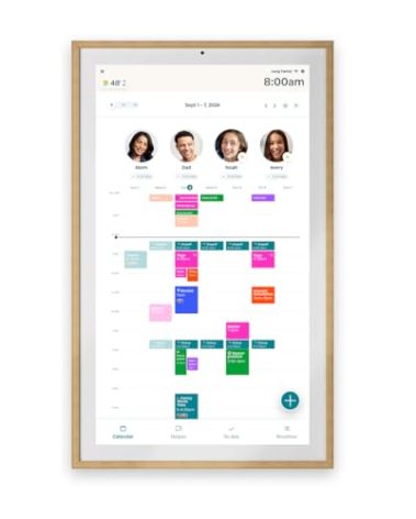 Hearth Display 27" Digital Calendar for Families, Interactive Touchscreen, Custom Wall Mount, Light Wood Frame