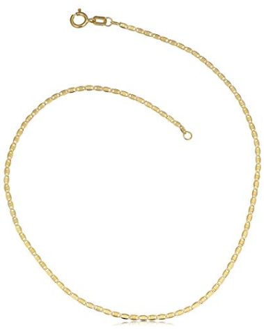 Kooljewelry 10k Yellow Gold Flat Oval Link Anklet (1.2mm, 10 inch)