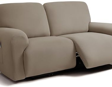 ULTICOR Jacquard Design Extra Wide 75" - 100", Reclining 2 Seater Sofa, Extra Wide 6-Piece Reclining LoveSeat Slipcover, Reclining Sofa Covers, Thick, Soft, Washable (Taupe)