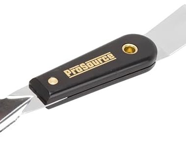 Edward Tools ProSource 2-in-1 Glazing Tool - Multi Use Tool for Scraping & Applying Push Style Glaziers Points - Polished High Carbon Steel - Solvent Proof Nylon Handle - 7 1/2" Long