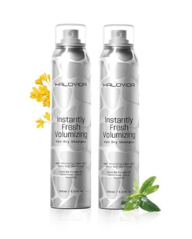 HALOVIDA Dry Shampoo for Women, Dry Shampoo Spray for Dark Hair Leaves No White Residue, Absorb Oils, Volumizing & Refresh Hair for 72 Hours, 5.07 Fl Oz (Pack of 2)