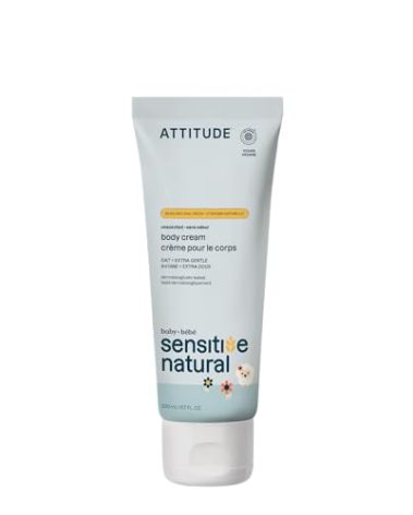 Attitude Deep Moisturizing Body Cream, Plant and Mineral-Based Ingredients, Vegan and Cruelty-free Personal Care Products for Sensitive Skin, Unscented, 6.7 Fl Oz
