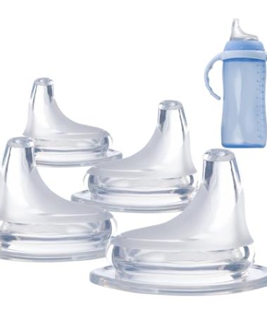 4Pack Replacement Silicone Spout Compatible with NUK, Soft Spout Replacement for NUK Active and Learner Cups, Easy Transition from Bottle to Cup, No Spill for Sippy Cup Nipples