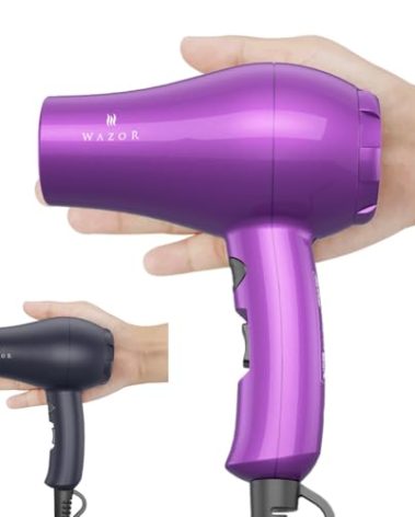 Mini Lightweight Hair Dryer for Pour Painting & RV Compact Travel Blow Dryer for Kids 1000W Ionic Dryer with Concentrator, Cool Shot Button