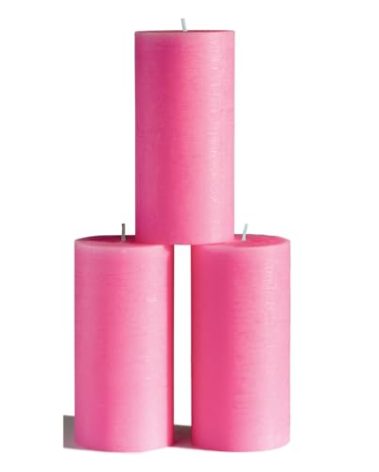 CANDWAX Large Pillar Candles 3x6 Inch – Set of 3 Unscented Candles Hot Pink Candles, Rustic Style for Valentines, Weddings, Home Interior