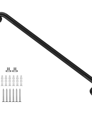 Black Shower Grab Bar w/Anti-Slip Knurled Grip 36 Inch, Zepolu Stainless Steel Bathroom Handicap Grab Bars, Safety Bar Balanced Handrail, Handicap Injury Elderly Senior Assist Support Shower Handle