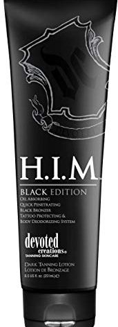 Devoted Creations H.I.M. Black Edition, Oil Absorbing Quick Penetrating Black Tan Lotion Bronzer, 8.5 oz.