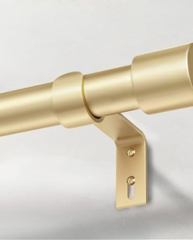 IFELS Heavy Duty Curtain Rods for Windows 66 to 120 Inch, 1 Inch Gold Curtain Rod Adjustable, Decorative Long Curtains Rods with Metal Finials, Easy Installation and Modern Design (A2,Gold,30"-120")