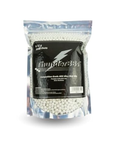 ThunderBBs TBB0.12 Airsoft BBS 0.12G, White or Brown or Yellow, 5000 Rounds/Bag