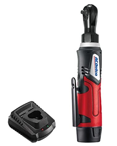 ACDelco ARW1207P G12 Series 12V Cordless Li-ion 1/4” 30 ft-lbs. Torque Ratchet Wrench Tool Kit, Red