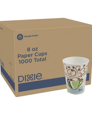 Dixie PerfecTouch 8 oz Paper Coffee Cups By GP PRO, Coffee Haze Design, 1000 Count (50 Disposable Cups Per Sleeve, 20 Sleeves Per Case), 5338CD