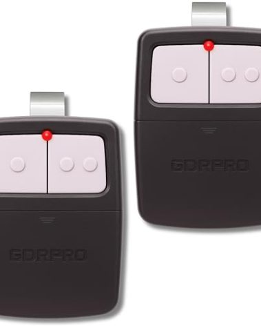 2X Universal Garage Door Opener Remote, Replaces Clicker 375LM, 375UT, KLIK1U, Compatible with LiftMaster, Chamberlain, Genie, Linear – Dual Door or Gate Control – Learn Button & Dip Switch Ready
