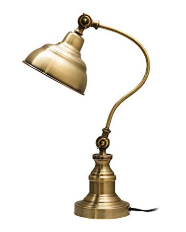 Melunar Brass Desk Lamp, Adjustable Table Lamp, Vintage Task Lamp with Rotary Shade Adjustable Height, Rechargeable Lamps for CoffeeTable Restaurant Bedroom Dinner Lighting