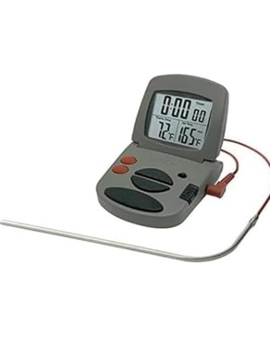 Taylor Programmable with Timer Instant Read Wired Probe Digital, Meat, Food, Grill BBQ Cooking Kitchen Thermometer with Timer, Gray