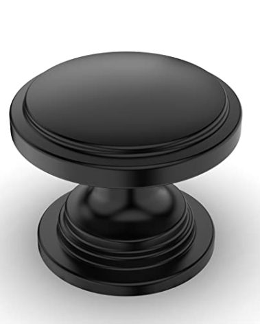 Amerdeco 10 Pack 1-1/4 inch Kitchen Cabinet Knobs Matte Black Cabinet Knobs Bedroom Dresser Drawer Knobs Single Hole Cabinet Handles